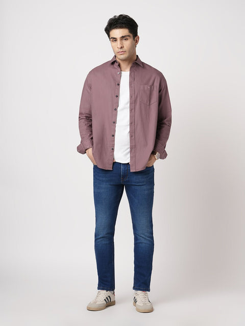 PURPLE PLAIN DOBBY SHIRT-Shirt - 260134280