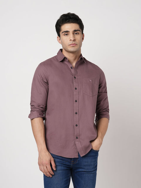 PURPLE PLAIN DOBBY SHIRT-Shirt - 260134280
