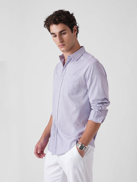 PURPLE PLAIN SLUB TAILORED SHIRT-Shirt - 260134766