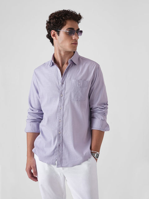 PURPLE PLAIN SLUB TAILORED SHIRT-Shirt - 260134766