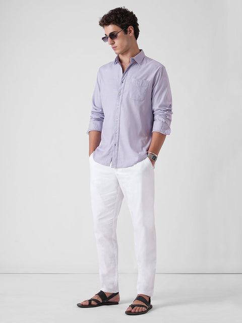 PURPLE PLAIN SLUB TAILORED SHIRT-Shirt - 260134766