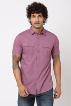 Purple Solid Cotton Shirt - Shirts - 230524919