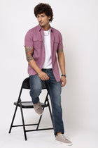 Purple Solid Cotton Shirt - Shirts - 230524919