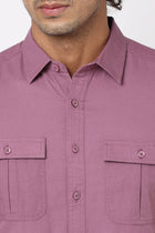 Purple Solid Cotton Shirt - Shirts - 230524919