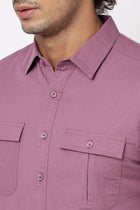 Purple Solid Cotton Shirt - Shirts - 230524919
