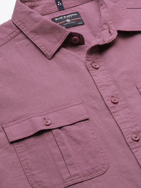 Purple Solid Cotton Shirt - Shirts - 230524919