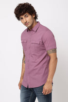Purple Solid Cotton Shirt - Shirts - 230524919