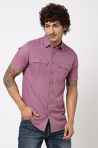 Purple Solid Cotton Shirt - Shirts - 230524919