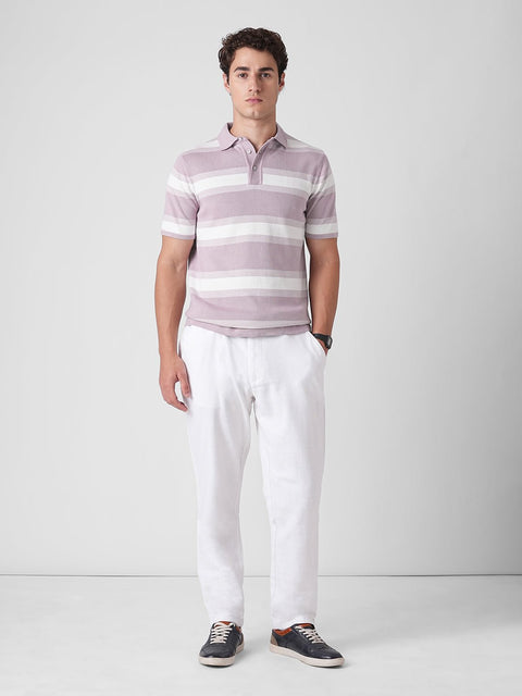 PURPLE STRIPED FLATKNIT POLO - T Shirt - 3IS1F0385