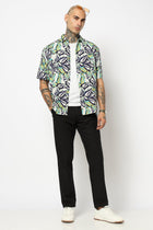 PURPLE TROPICAL PRINTED HALF SLEEVE SHIRT-Shirt - 250731672
