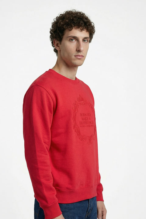 RED CREW NECK PULLOVER SWEATSHIRT - Sweatshirt - 250960237