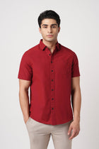 RED HALF SLEEVE COTTON SHIRT-Shirt - 251134151