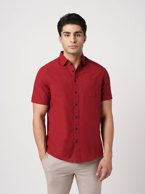 RED HALF SLEEVE COTTON SHIRT-Shirt - 251134151