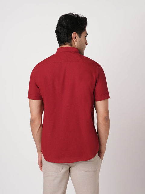 RED HALF SLEEVE COTTON SHIRT-Shirt - 251134151