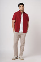 RED HALF SLEEVE COTTON SHIRT-Shirt - 251134151