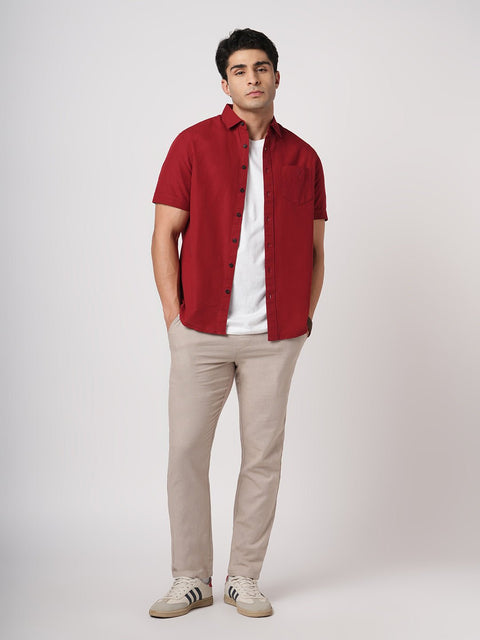 RED HALF SLEEVE COTTON SHIRT-Shirt - 251134151