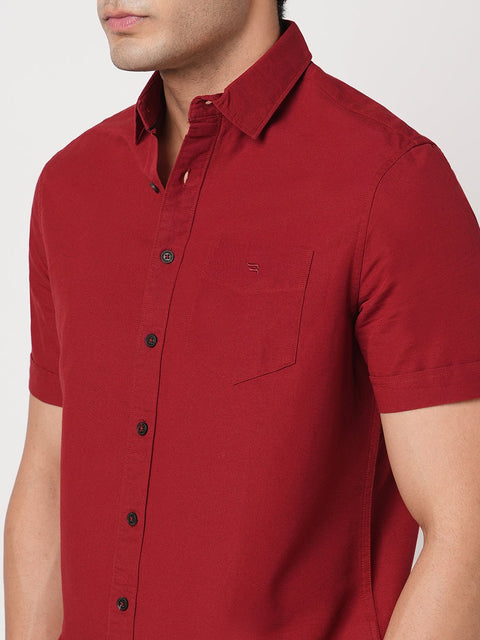 RED HALF SLEEVE COTTON SHIRT-Shirt - 251134151