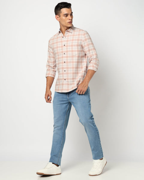 Rust Checkered Tailored Fit Shirt - Shirts - 241129808