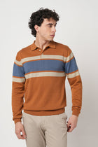 RUST KNITTED STRIPED POLO - TSHIRT - Sweatshirt - 250960041