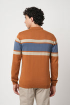 RUST KNITTED STRIPED POLO - TSHIRT - Sweatshirt - 250960041