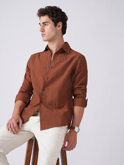 RUST TAILORED FIT CRUSH SHIRT-Shirt - 260235020