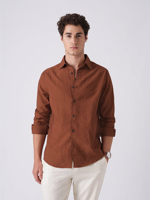 RUST TAILORED FIT CRUSH SHIRT-Shirt - 260235020