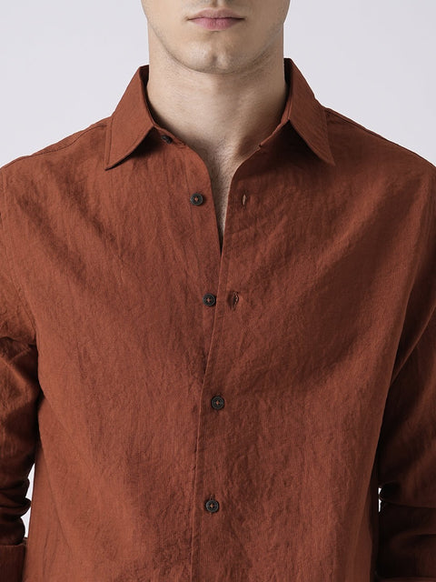 RUST TAILORED FIT CRUSH SHIRT-Shirt - 260235020