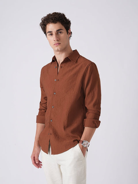 RUST TAILORED FIT CRUSH SHIRT-Shirt - 260235020