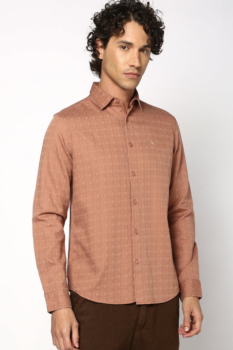 Rust Textured Mens Shirt - Shirt - 241029369