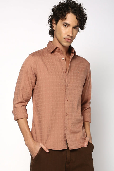 Rust Textured Mens Shirt - Shirt - 241029369