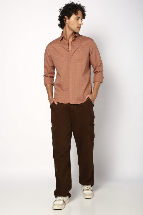 Rust Textured Mens Shirt - Shirt - 241029369