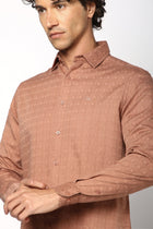 Rust Textured Mens Shirt - Shirt - 241029369