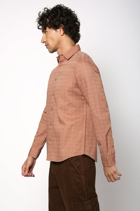 Rust Textured Mens Shirt - Shirt - 241029369