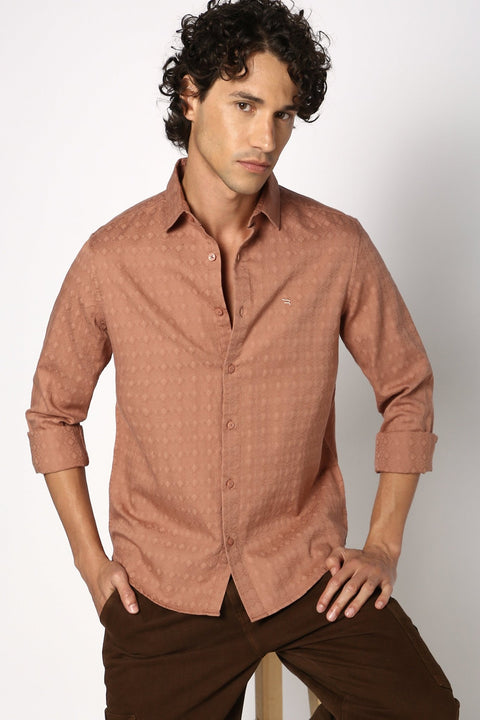 Rust Textured Mens Shirt - Shirt - 241029369