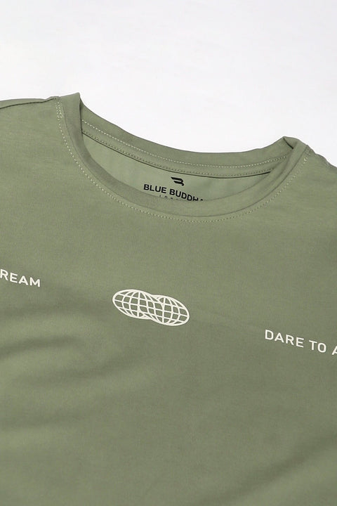 Sage Green Printed Oversized T-shirt - T-Shirt - 2409300670