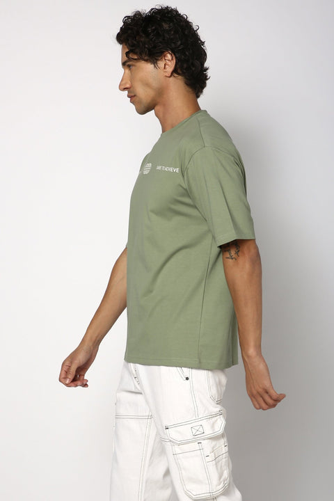 Sage Green Printed Oversized T-shirt - T-Shirt - 2409300670