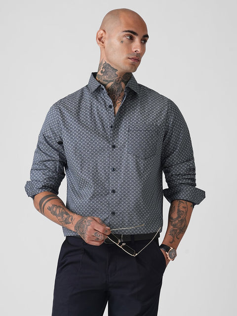 SATIN PRINTED TAILORED SHIRT-Shirt - 260134495