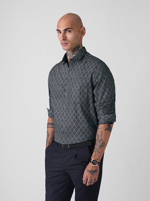 SATIN PRINTED TAILORED SHIRT-Shirt - 260134505