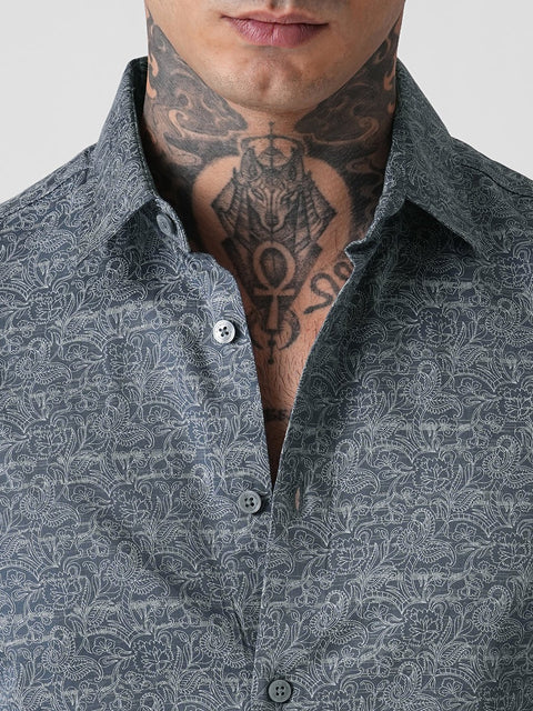 SATIN PRINTED TAILORED SHIRT-Shirt - 260134776