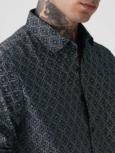 SATIN PRINTED TAILORED SHIRT-Shirt - 260134505