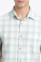 Sky Blue Checks Cotton Shirt - Shirt - 240527840