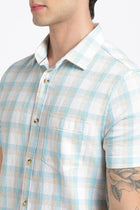 Sky Blue Checks Cotton Shirt - Shirt - 240527840