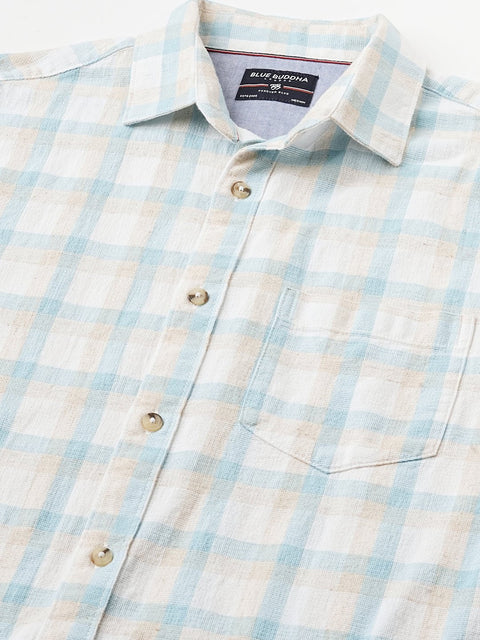 Sky Blue Checks Cotton Shirt - Shirt - 240527840