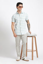 Sky Blue Checks Cotton Shirt - Shirt - 240527840