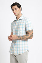 Sky Blue Checks Cotton Shirt - Shirt - 240527840