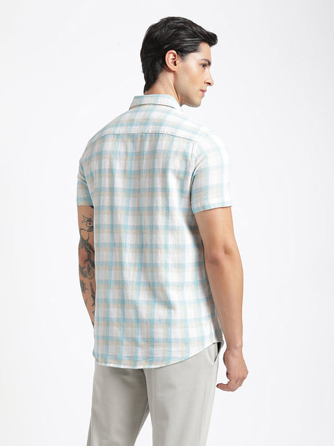 Sky Blue Checks Cotton Shirt - Shirt - 240527840