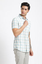 Sky Blue Checks Cotton Shirt - Shirt - 240527840