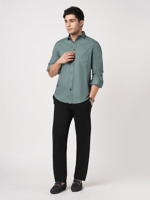 SLIM FIT BLACK DOBBY TROUSER - Trousers - 250740621