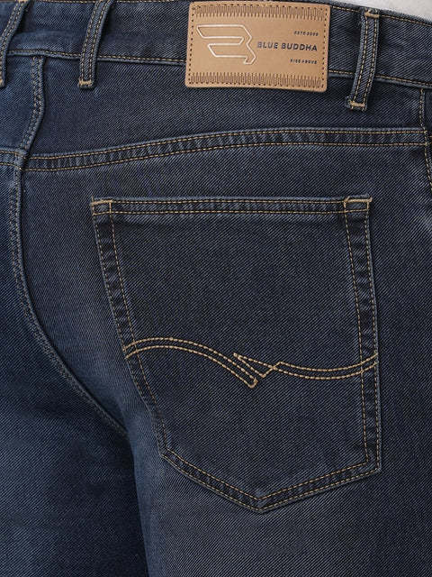 SLIM FIT DARK BLUE KNITTED DENIM - Jeans - 250910735