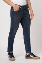SLIM FIT DARK BLUE KNITTED DENIM - Jeans - 250910735